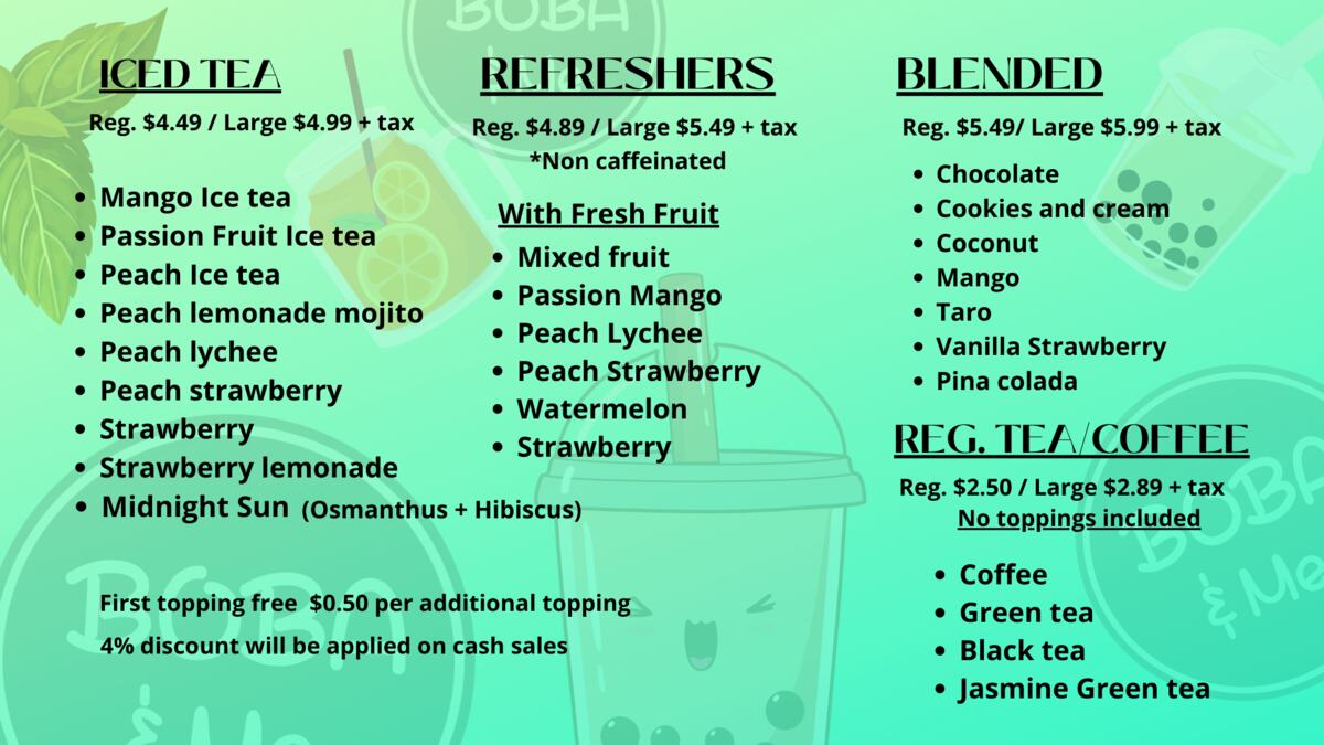 boba boba menu